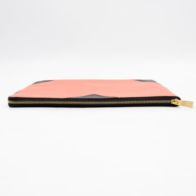 Zip Pouch Flamingo & Black Leather