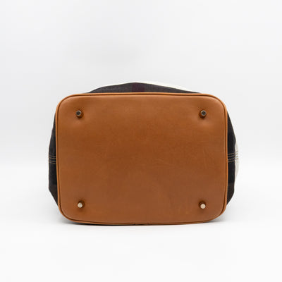 Ashby Bucket Bag Check Canvas Brown Leather