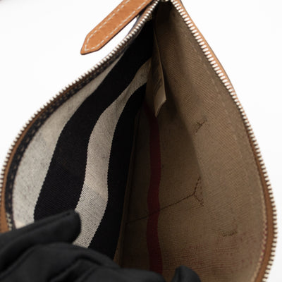 Ashby Bucket Bag Check Canvas Brown Leather