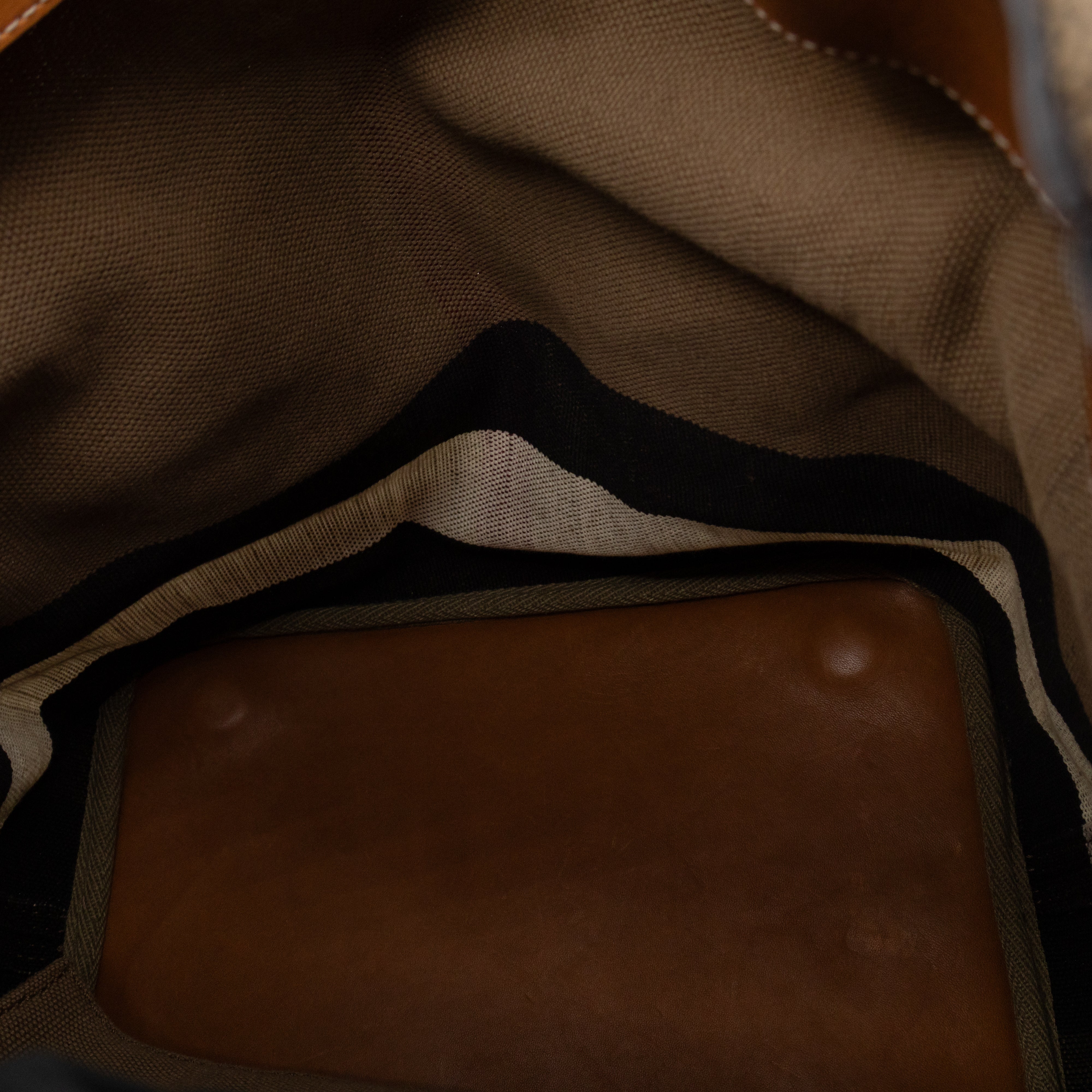 Ashby Bucket Bag Check Canvas Brown Leather