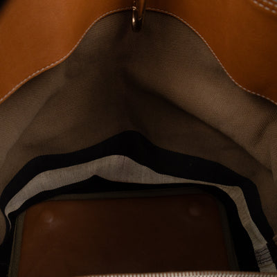 Ashby Bucket Bag Check Canvas Brown Leather