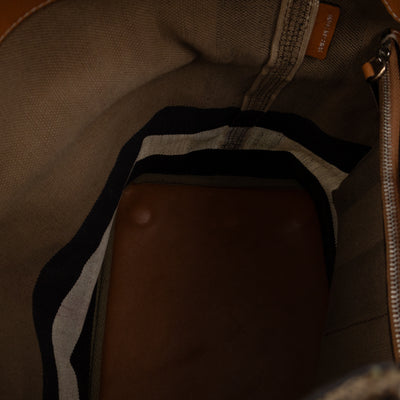 Ashby Bucket Bag Check Canvas Brown Leather