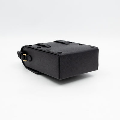 Horsebit Vertical Crossbody Bag Black Leather