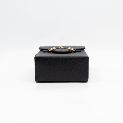 Horsebit Vertical Crossbody Bag Black Leather