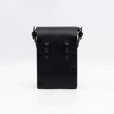 Horsebit Vertical Crossbody Bag Black Leather