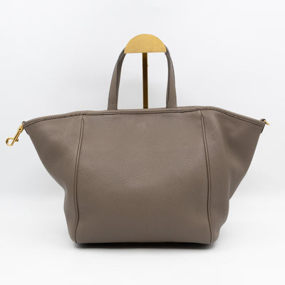 Fold Cabas Small Tote Grey Leather