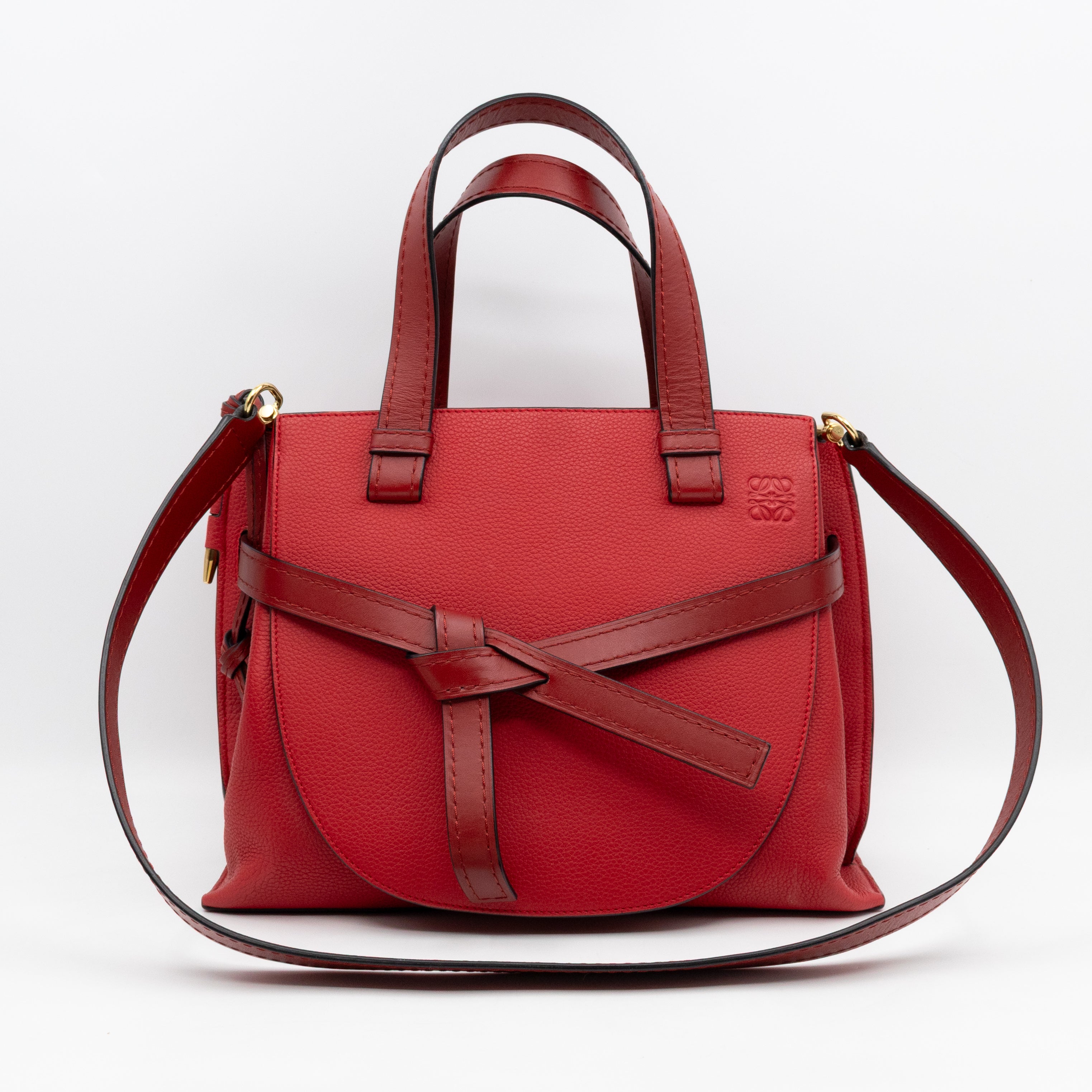 Gate Small Top Handle Tote Red Leather