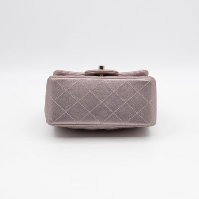 Classic Flap Mini Square Light Pink Metallic Goatskin