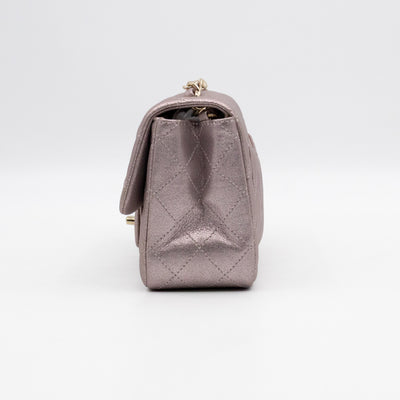 Classic Flap Mini Square Light Pink Metallic Goatskin