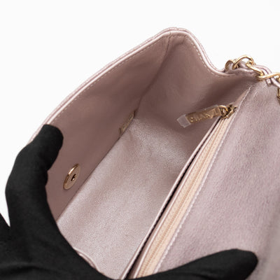 Classic Flap Mini Square Light Pink Metallic Goatskin
