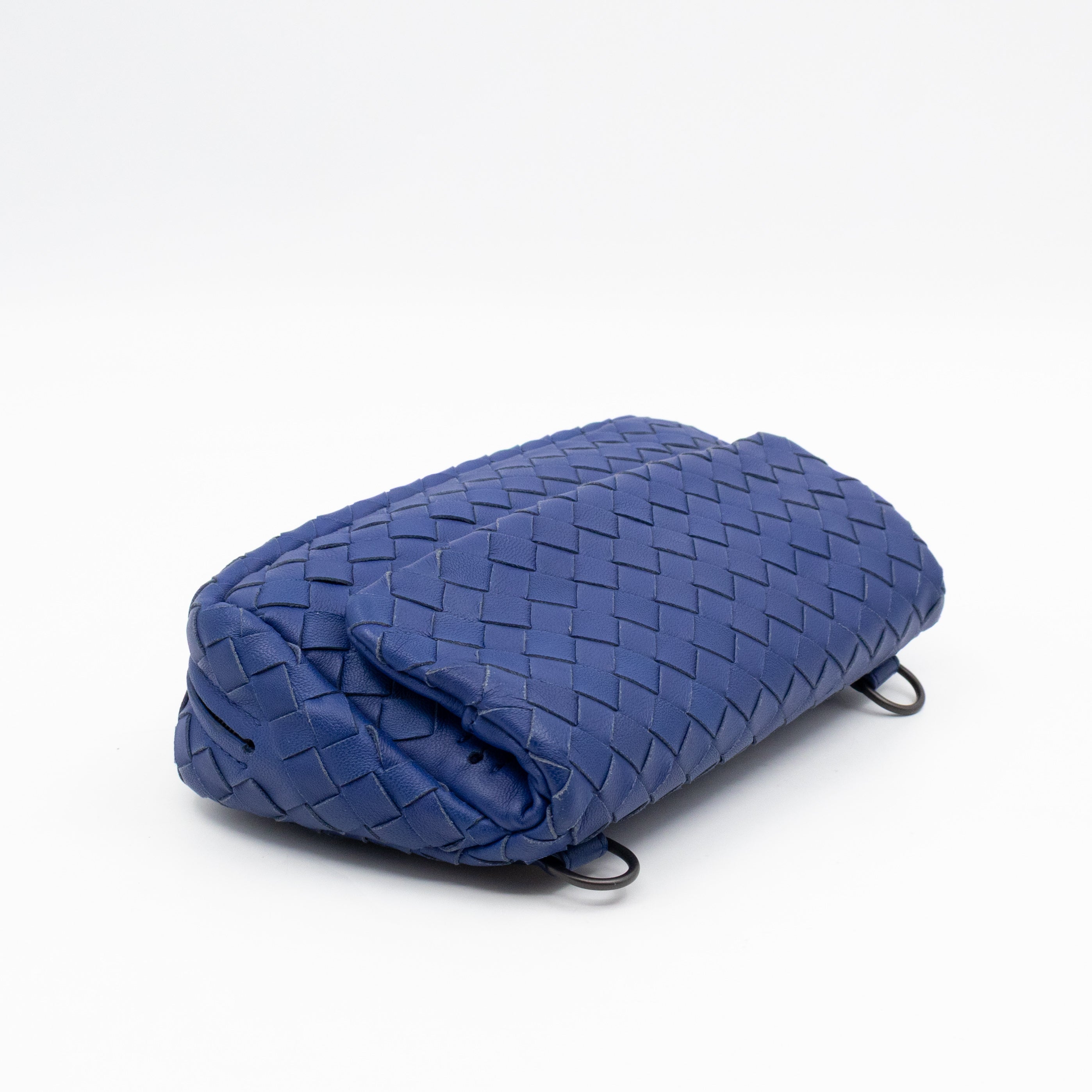 Olimpia Crossbody Bag Blue Intrecciato Leather