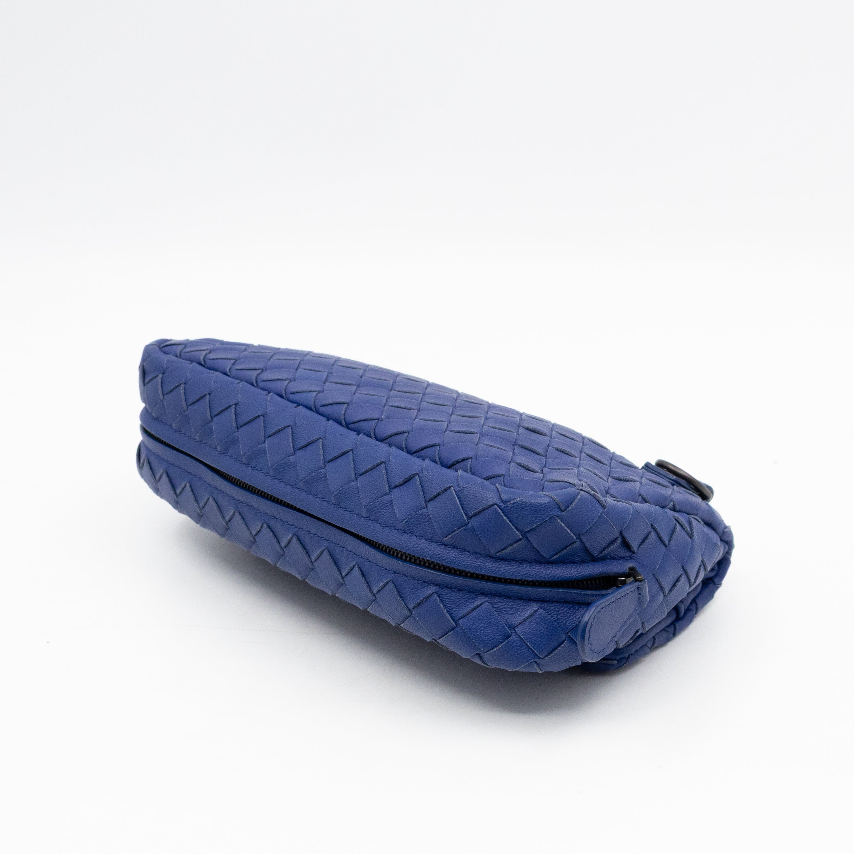 Olimpia Crossbody Bag Blue Intrecciato Leather