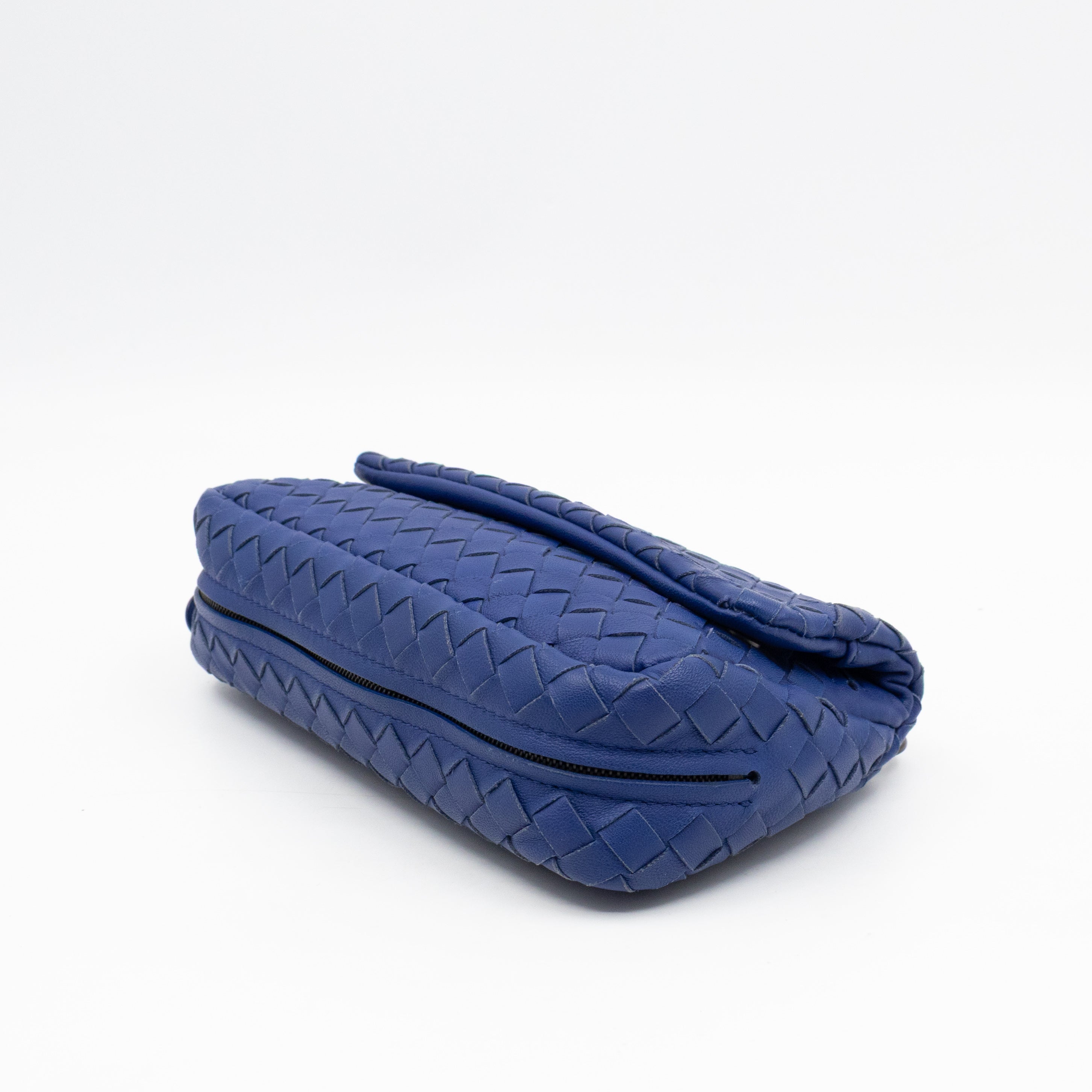 Olimpia Crossbody Bag Blue Intrecciato Leather
