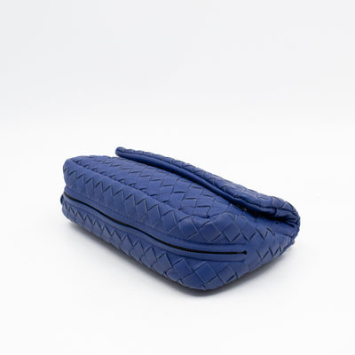 Olimpia Crossbody Bag Blue Intrecciato Leather