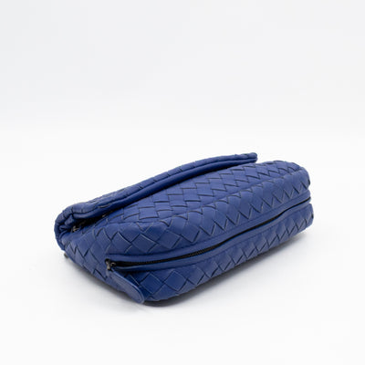 Olimpia Crossbody Bag Blue Intrecciato Leather
