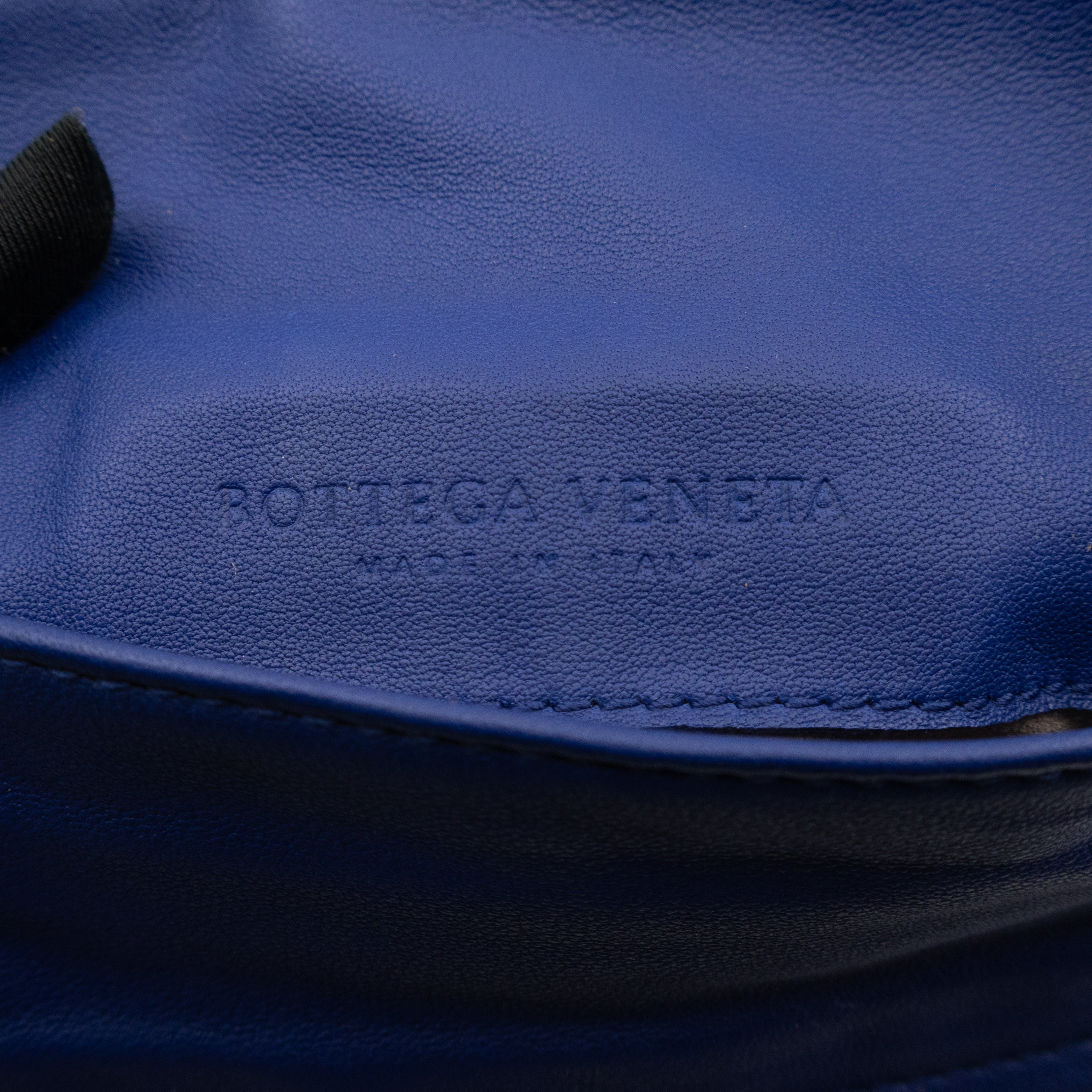 Olimpia Crossbody Bag Blue Intrecciato Leather