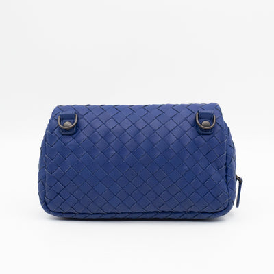 Olimpia Crossbody Bag Blue Intrecciato Leather