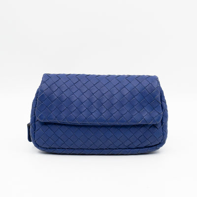 Olimpia Crossbody Bag Blue Intrecciato Leather