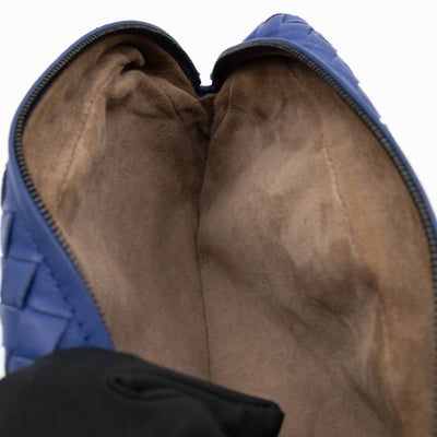 Olimpia Crossbody Bag Blue Intrecciato Leather