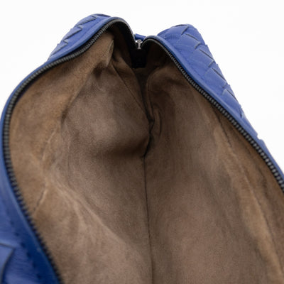 Olimpia Crossbody Bag Blue Intrecciato Leather