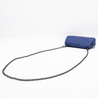Olimpia Crossbody Bag Blue Intrecciato Leather