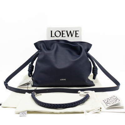Flamenco Medium Bag with Spiral Strap Abyss Blue Leather