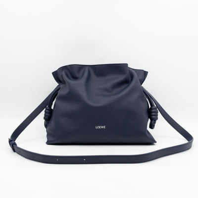 Flamenco Medium Bag with Spiral Strap Abyss Blue Leather