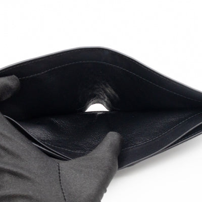 Classic Bifold Wallet Black Intrecciato Leather