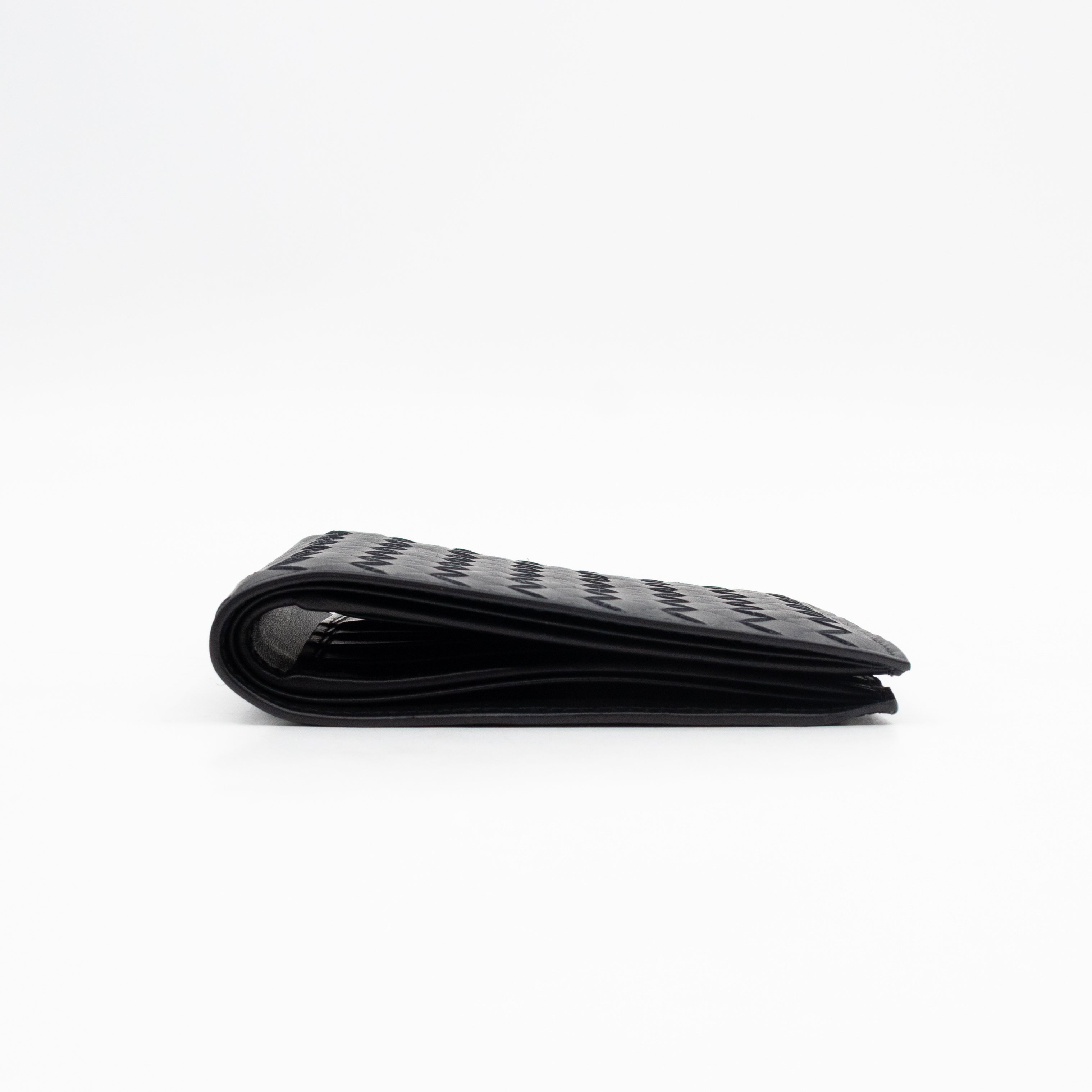 Classic Bifold Wallet Black Intrecciato Leather