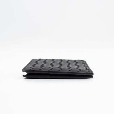Classic Bifold Wallet Black Intrecciato Leather