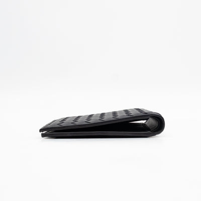 Classic Bifold Wallet Black Intrecciato Leather