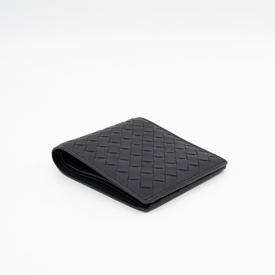 Classic Bifold Wallet Black Intrecciato Leather