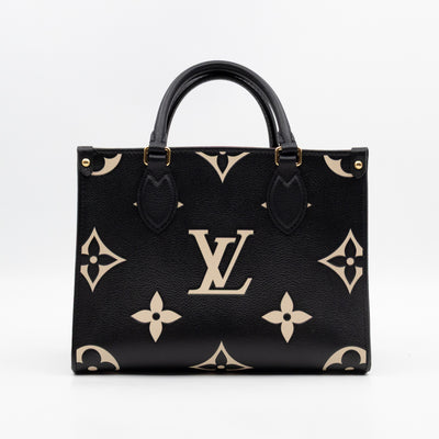 Onthego PM Black & Beige Monogram Empreinte With Bandouliere strap