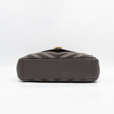 College Large Chevron Quilted Gray Suede Leather