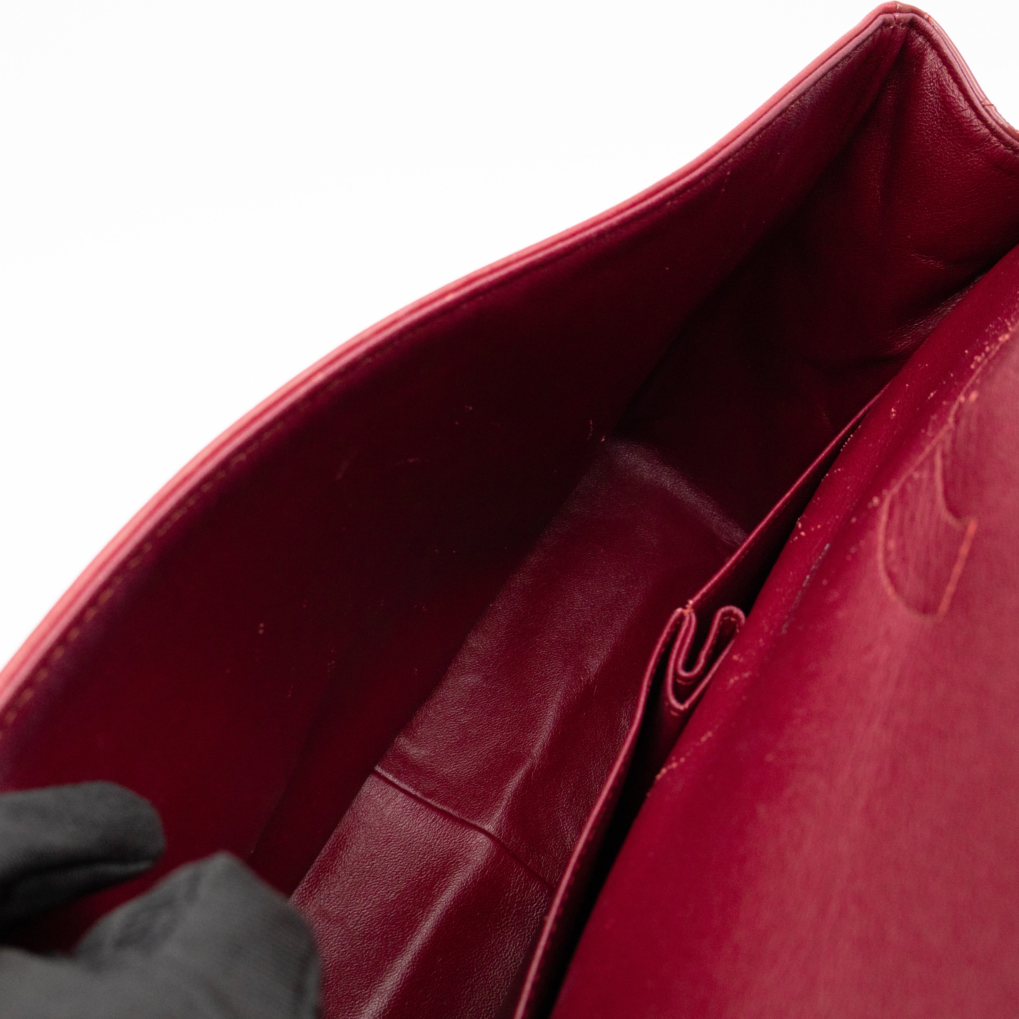 Classic Double Flap Maxi Red Patent Leather Silver