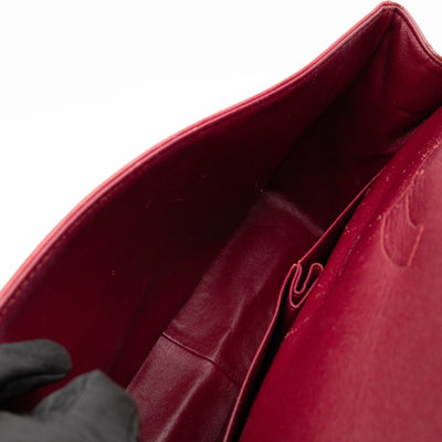 Classic Double Flap Maxi Red Patent Leather Silver