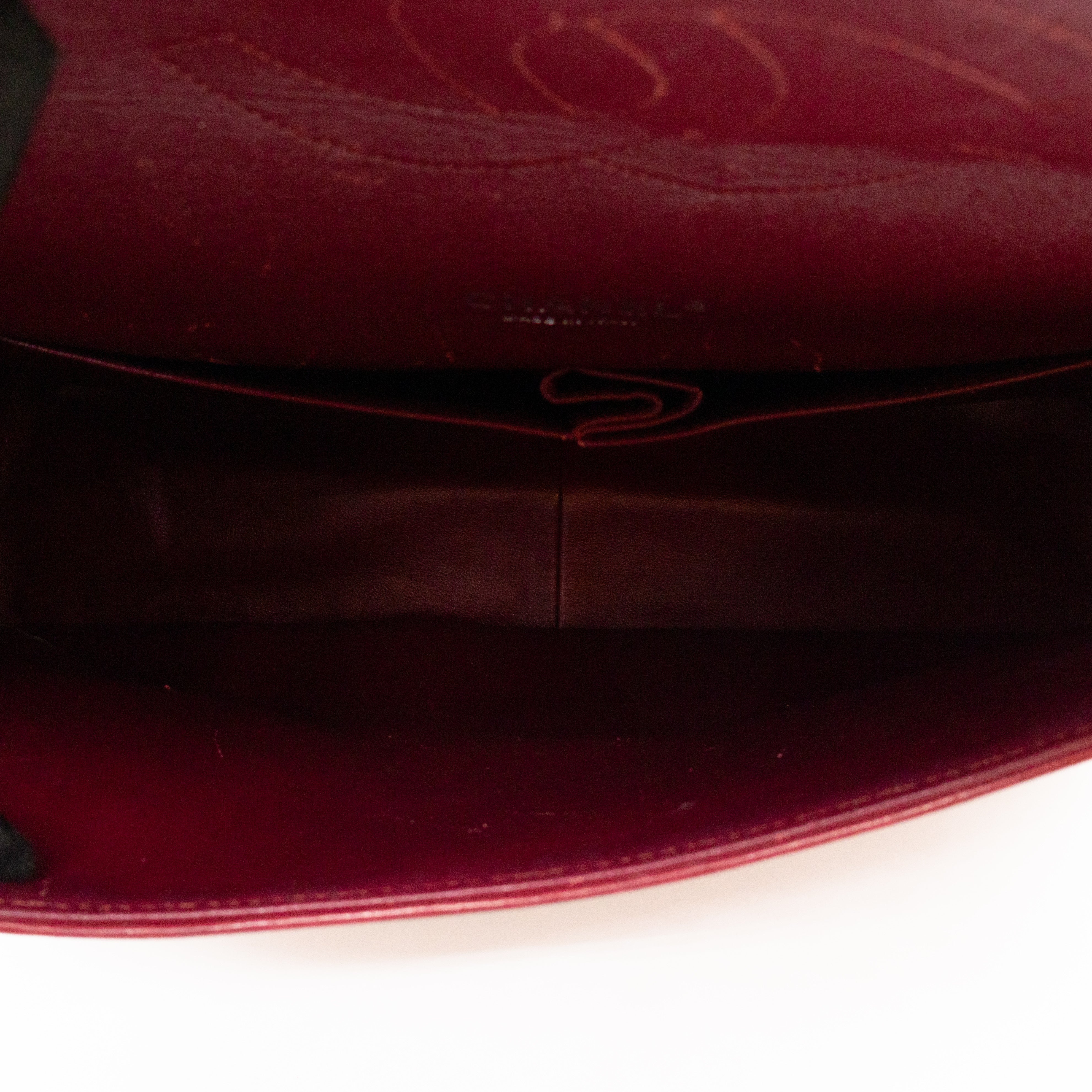 Classic Double Flap Maxi Red Patent Leather Silver