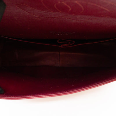 Classic Double Flap Maxi Red Patent Leather Silver