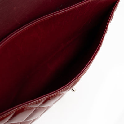 Classic Double Flap Maxi Red Patent Leather Silver
