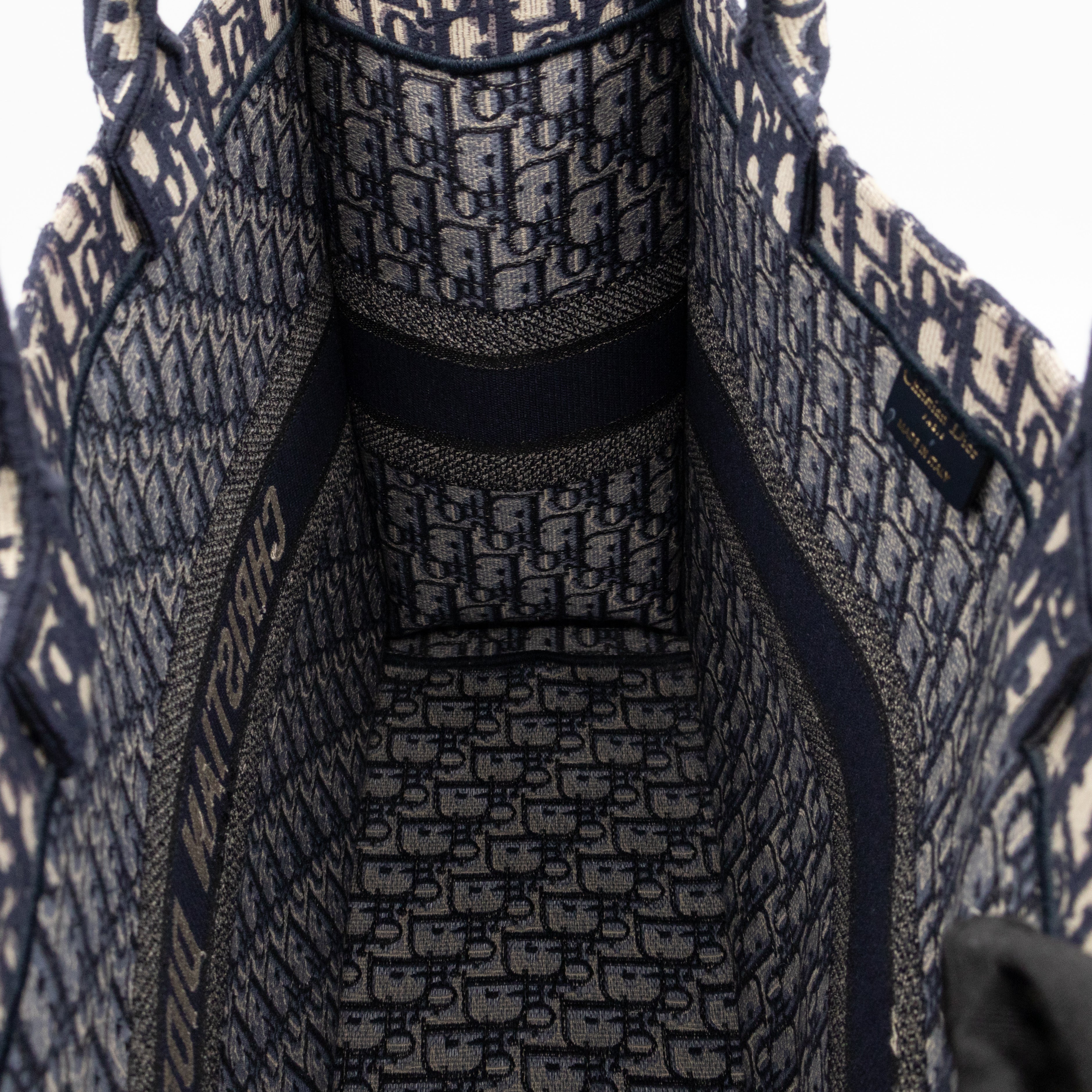 Book Tote Large Blue Oblique Embroidery