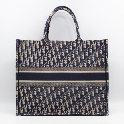 Book Tote Large Blue Oblique Embroidery