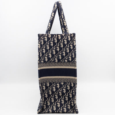 Book Tote Large Blue Oblique Embroidery
