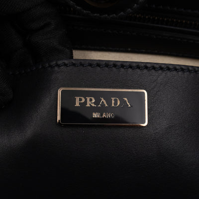 City Stitched Twin Tote Bag Black Calf Leather