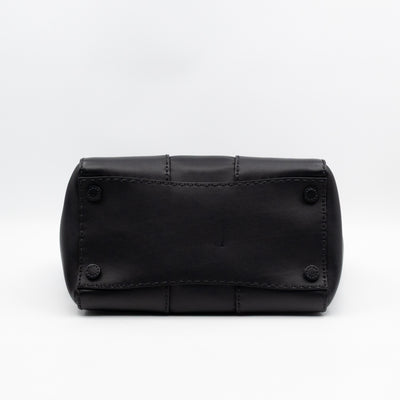 City Stitched Twin Tote Bag Black Calf Leather