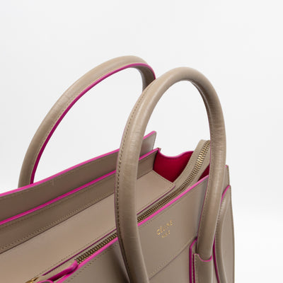 Micro Luggage Grey & Pink Leather