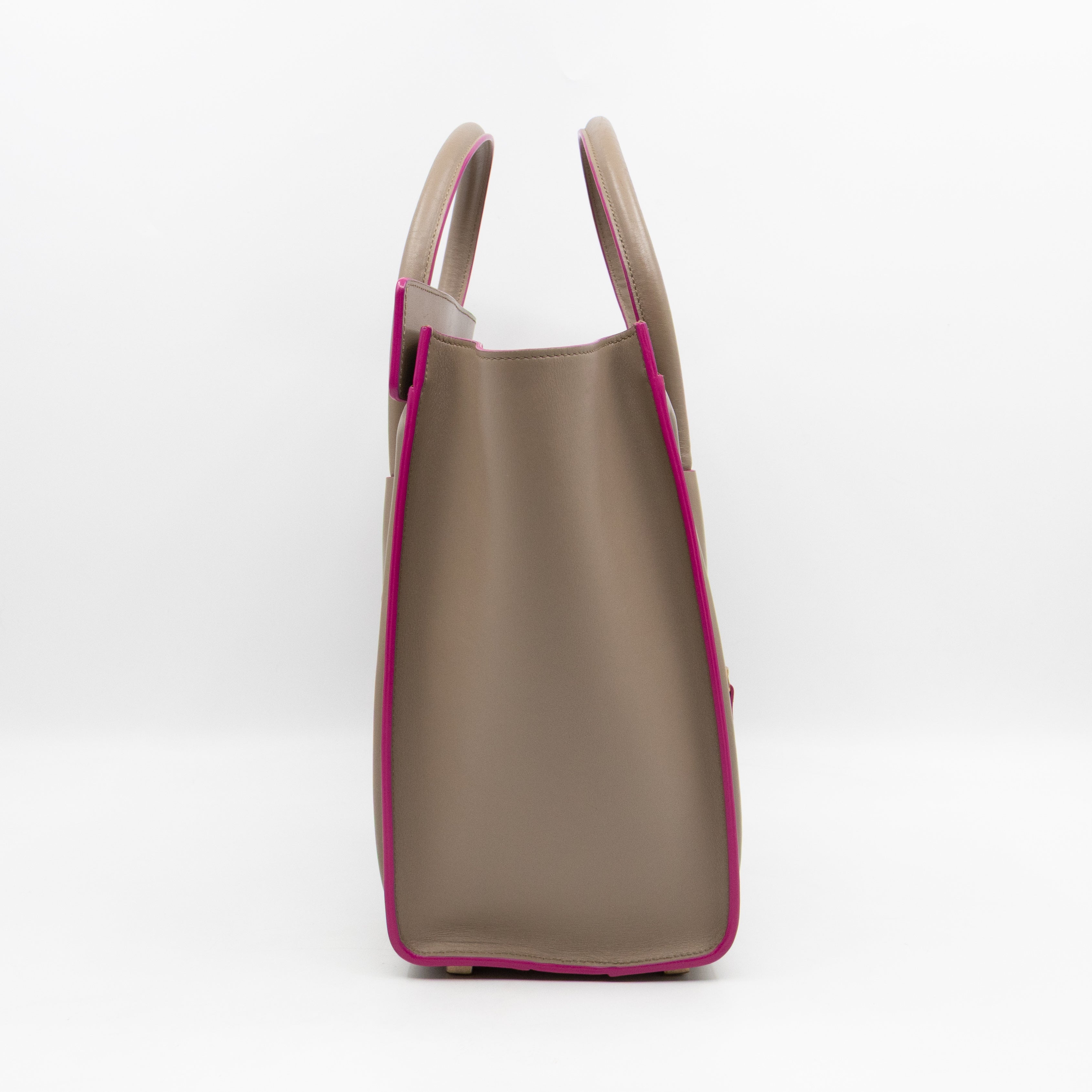 Micro Luggage Grey & Pink Leather