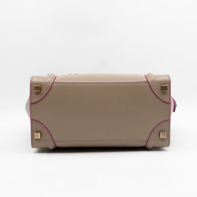Micro Luggage Grey & Pink Leather