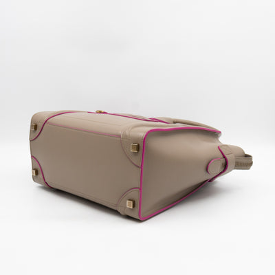 Micro Luggage Grey & Pink Leather