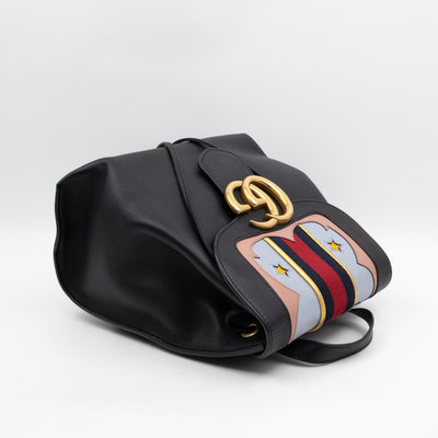 GG Marmont Web Heart Backpack Black Leather