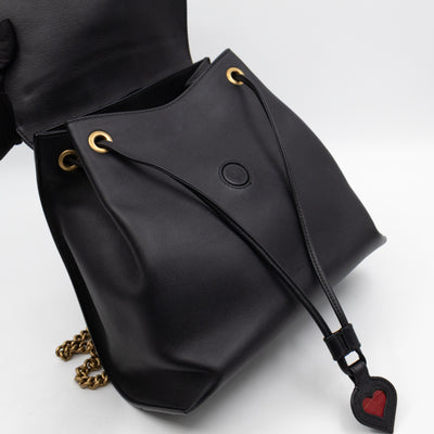 GG Marmont Web Heart Backpack Black Leather